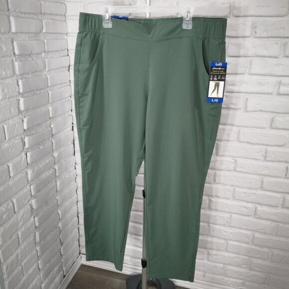 NWT Eddie Bauer Traveller Lightweight Green Ladies Size Large Pull On Pants - Picture 1 of 14